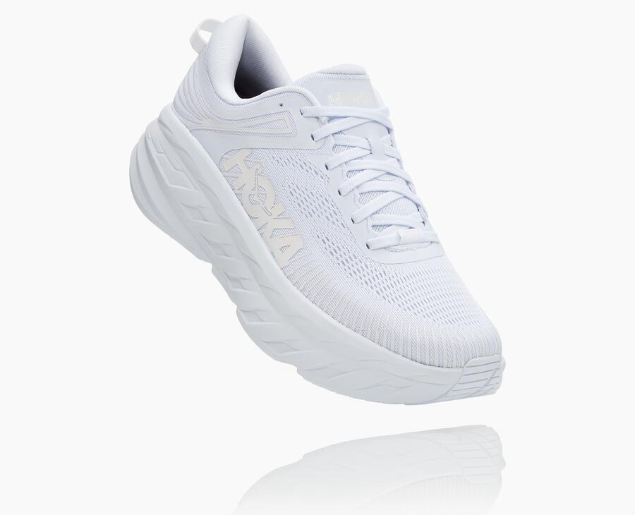 Hoka One One Bondi 7 - Men's Running Shoes - White - UK 193YPMIOE